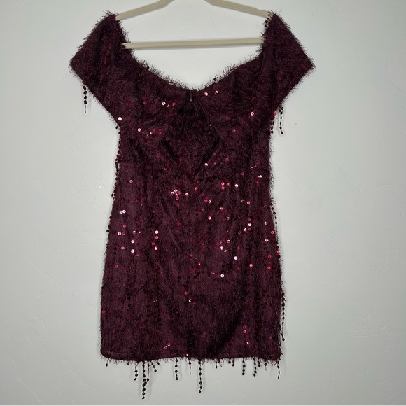 NWT Southern Fried Chics Plum Sequin Mini Dress Size XL Runs small Fits 8/10 - Picture 2 of 11